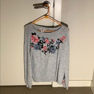 Grey Flower Design Sweater